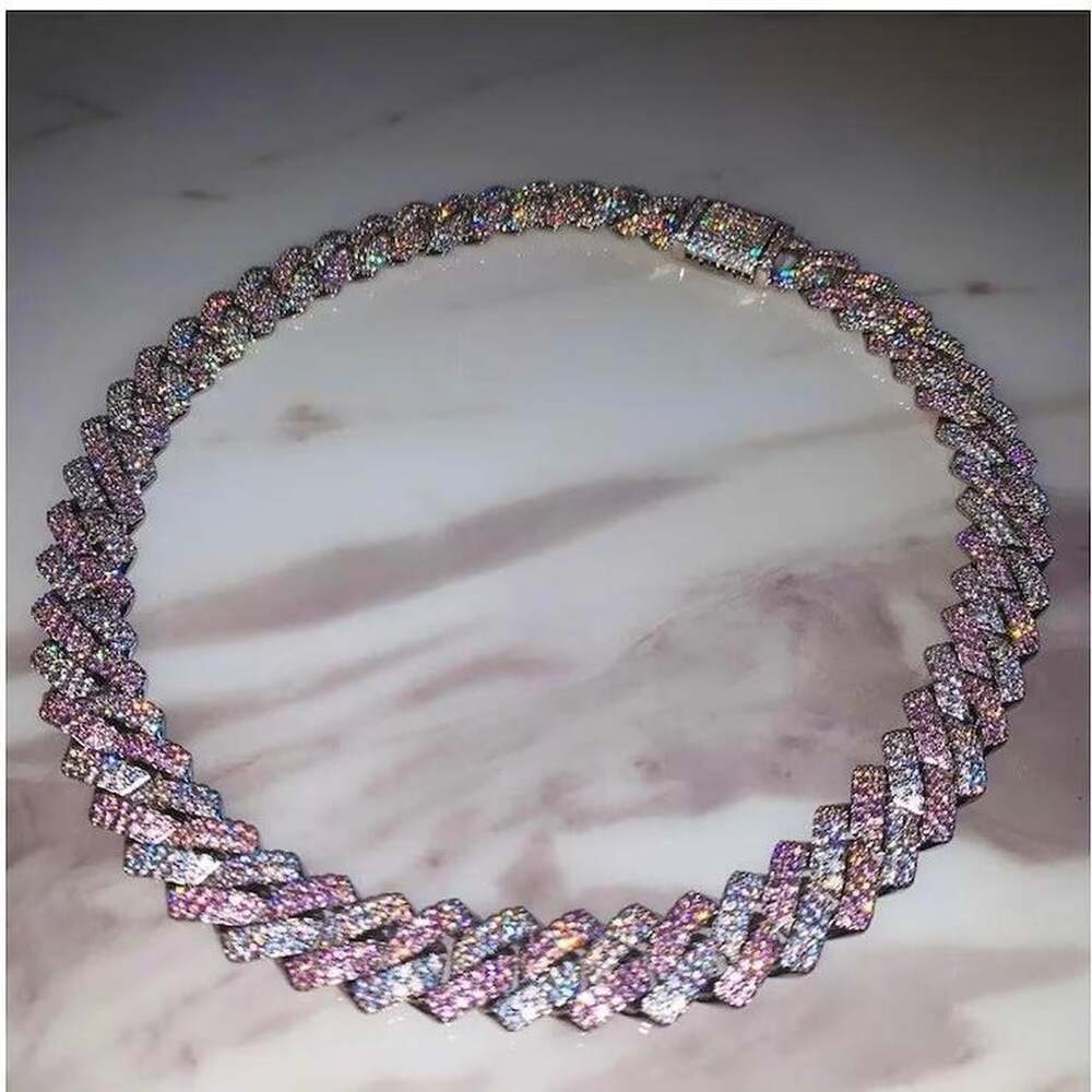 Pink And Silver Cuban Necklace 3363